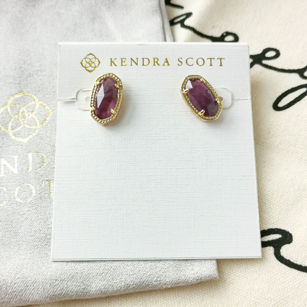 Kendra Scott Stud Earrings - Ellie - Amethyst Gold
